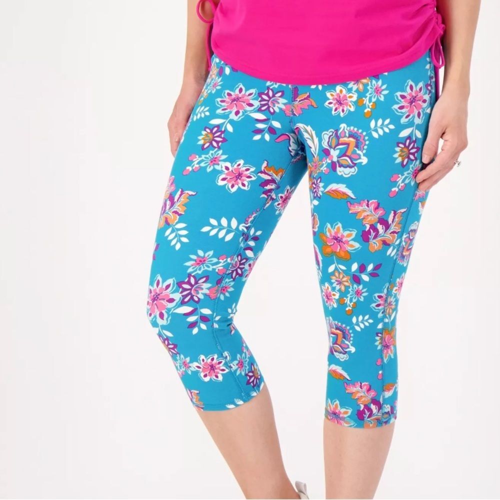 Sport Savvy Floral Soft Stretchy Pull On Capri Pants Plus 5X Petite NIP/NWOT - Picture 1 of 12